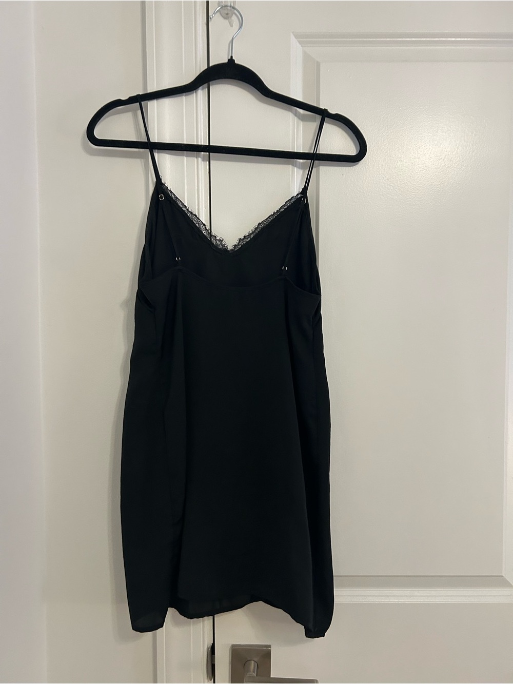 Black Lace-Trim Mini Slip Dress